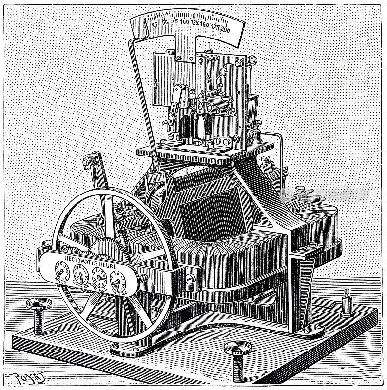 1889年，巴黎万国博览会:电能表，M.L. Clerc